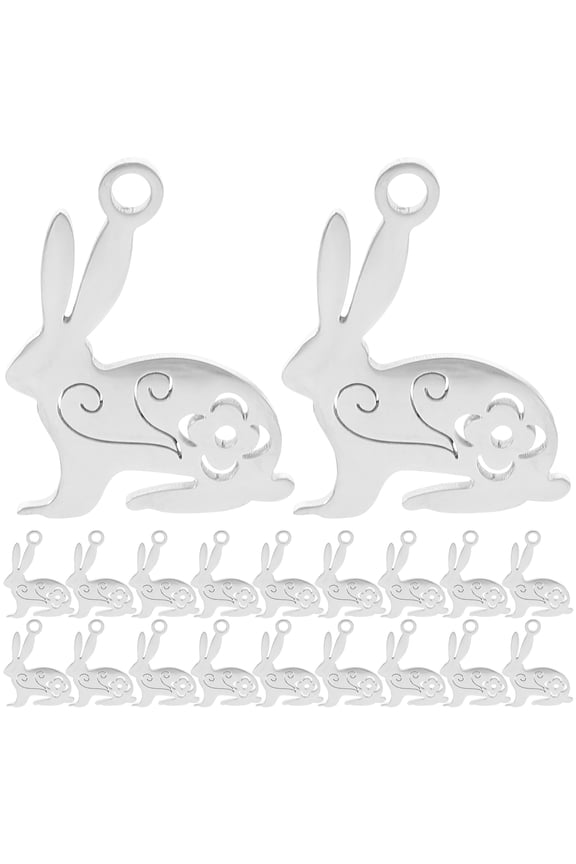 20pcs Stainless Steel Easter Bunny Rabbit Charms Jewelry Making Rabbit Pendants