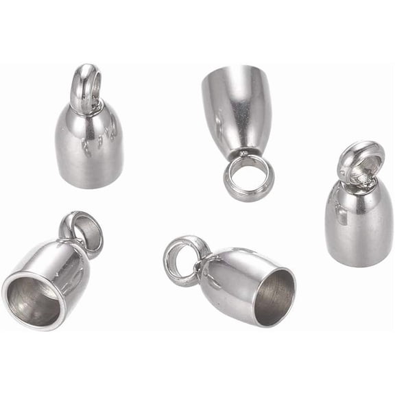 20pcs Stainless Steel Half Oval End Caps Cord Terminators