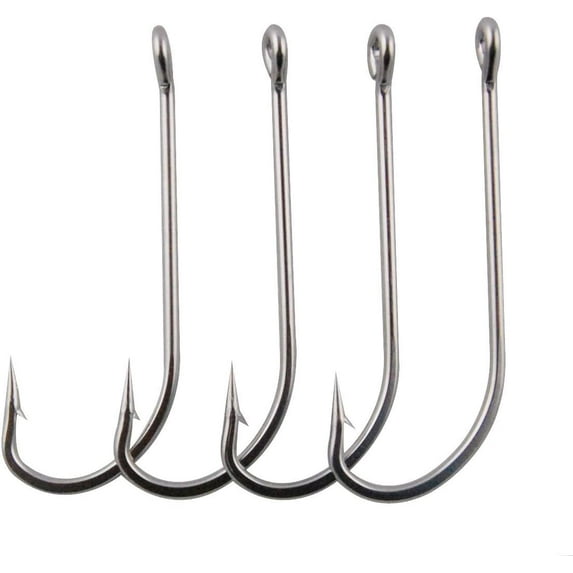 20pcs Stainless Steel Long Fishing Shank Saltwater Hook Trolling Hooks Fishing Hook (5/0)