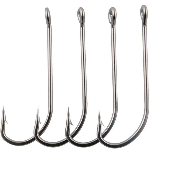 20pcs Stainless Steel Long Fishing Shank Saltwater Hook Trolling Hooks Fishing Hook (8/0)