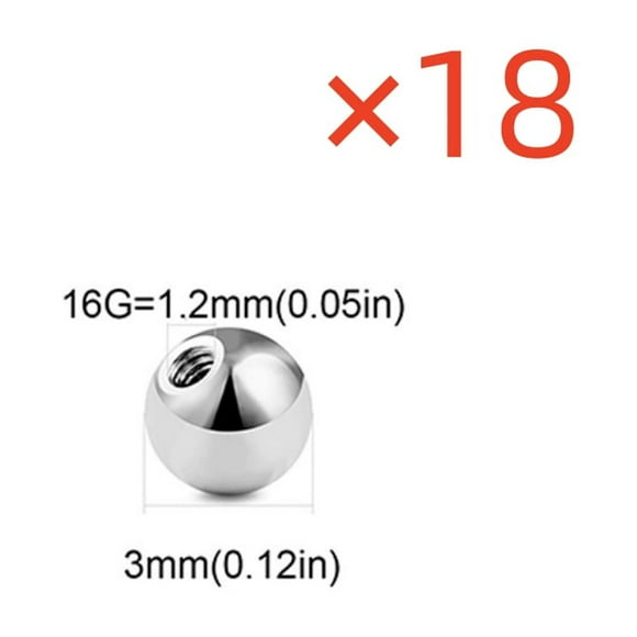 20pcs Stainless Steel Piercing Balls Silver Replacement Parts for 1.2mm Thread Piercing Jewellery(2.5/3/4/5/6/8mm)