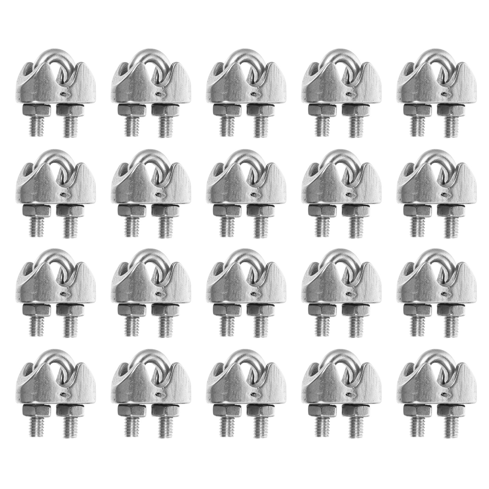 20pcs Stainless Steel UShaped Bolts Tensioning Wire Rope Clamp
