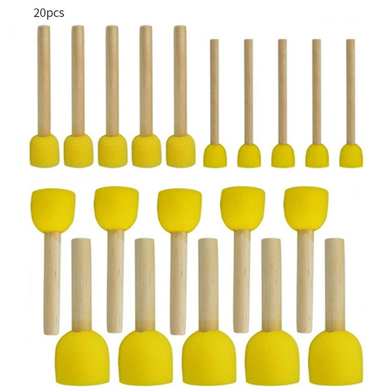 20pcs Stencil Sponge Brushes DIY Painting Sponges Children Drawing Craft  Brushes with Wood Handle 