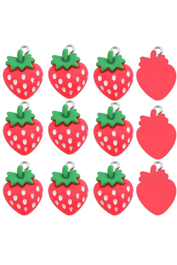 20pcs Strawberry Fruit Charms Resin 3D Strawberry Pendants Big Imitation Food Charms Hanging Ornaments for Backpack Necklace Earrings Jewelry Making Christmas Decor