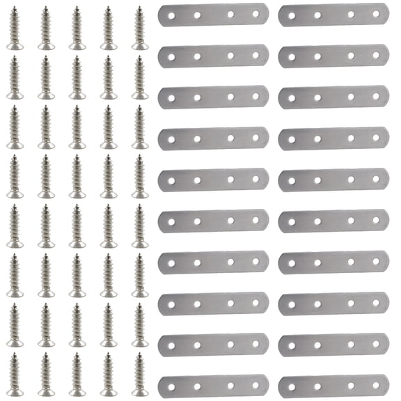 20pcs Sturdy Stainless Steel Flat Brace Brackets with Screws Easy Installion for Cabinet Assembly Daily Use