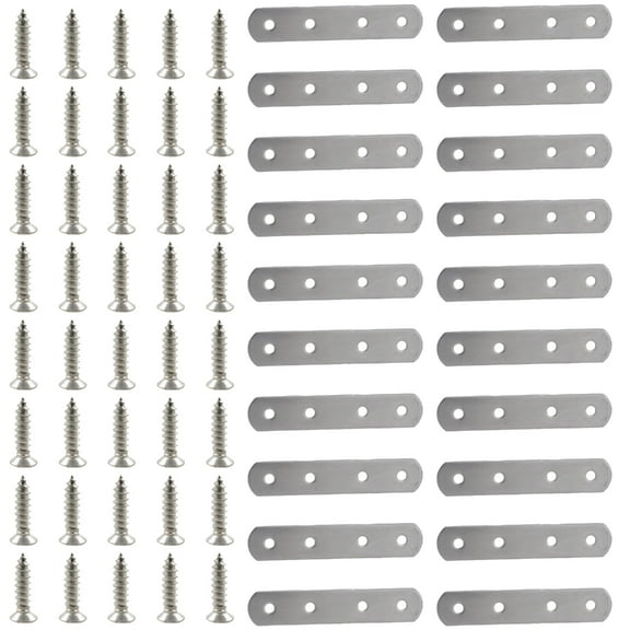 20pcs Sturdy Stainless Steel Flat Brace Plate Connectors for Wood Furniture