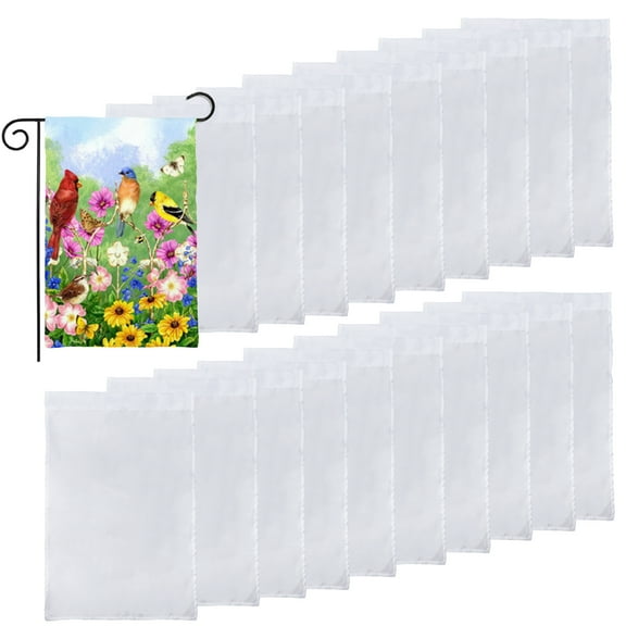 20pcs Sublimation Blank Garden Flag, TSV DIY Craft Banner Garden Decoration, 12 x 18 inch Lawn Yard Banner Solid Plain White Flags for Garden Home Yard Sign Decor