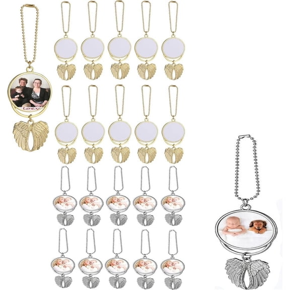 20pcs Sublimation Blanks Hanging Ornament Pendant Angel Wing Ornament Charms Pendant for Keychain Car Christmas Decor