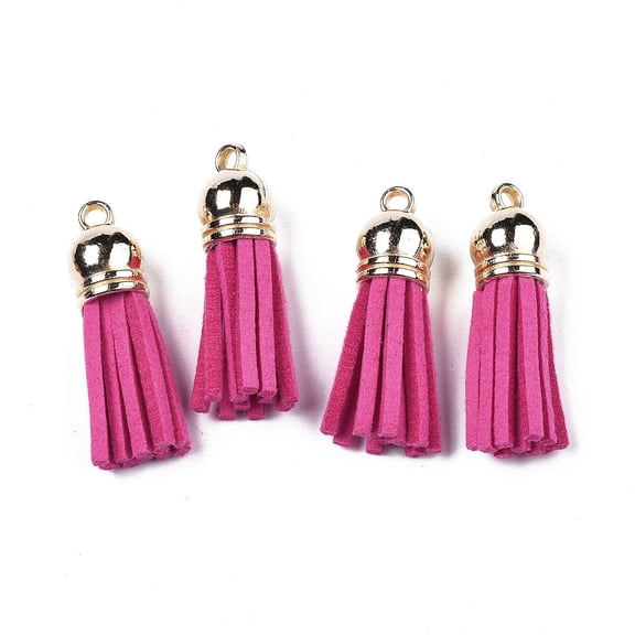 20pcs Suede Tassel Pendant Decorations with CCB Plastic Cord Ends Light golden 33~35x10mm Hole: 2.5mm