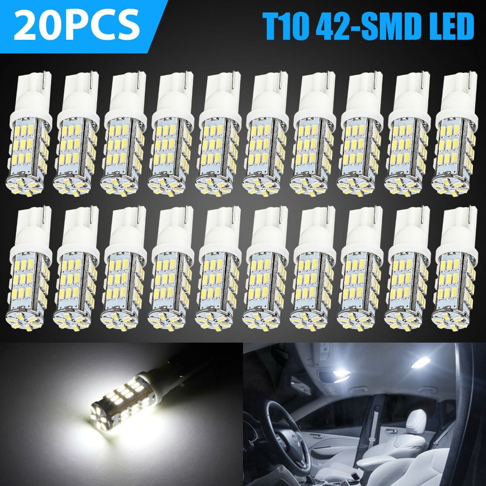 T10 LED Light Bulbs, TSV 12V 20pcs White LED T10 Interior Car