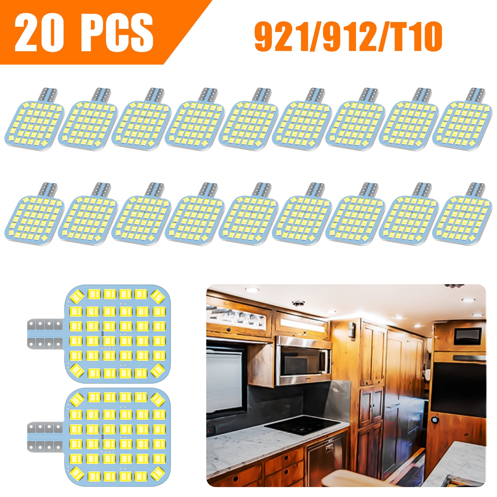 20pcs Super Bright T10 921 922 912 LED Bulbs for 12V RV Ceiling