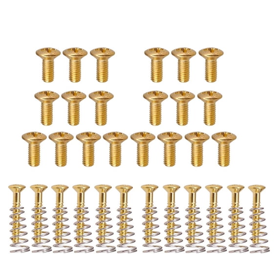 20pcs Switch Selector Screws+12pcs Electric Bass Screws Springs, Gold
