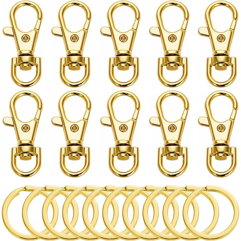20pcs Swivel Clasps Lanyard Snap Hook with Key Ring Clip Lanyard Metal  Lobster Claw Clasp Key Chain Rings for Crafts, Jewelry Making, Purses DIY  (Gold), 1 12 Inch 