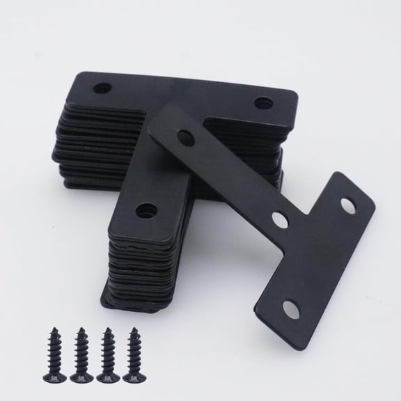 20pcs T Flat Shape Braces Corner Bracket, 60x60 mm Decorative Corner Brackets Mending Plate, Stainless Steel T-Shaped Bracket for Wood Furniture Fixing