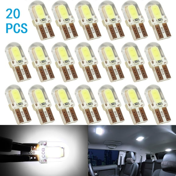 20pcs T10 194 LED Bulbs Super Bright, T10 Wedge 194 168 158 W5W LED Bulb for License Plate Lights Interior Dome Side Marker Courtesy Lights, 6000K Xenon White, 12V