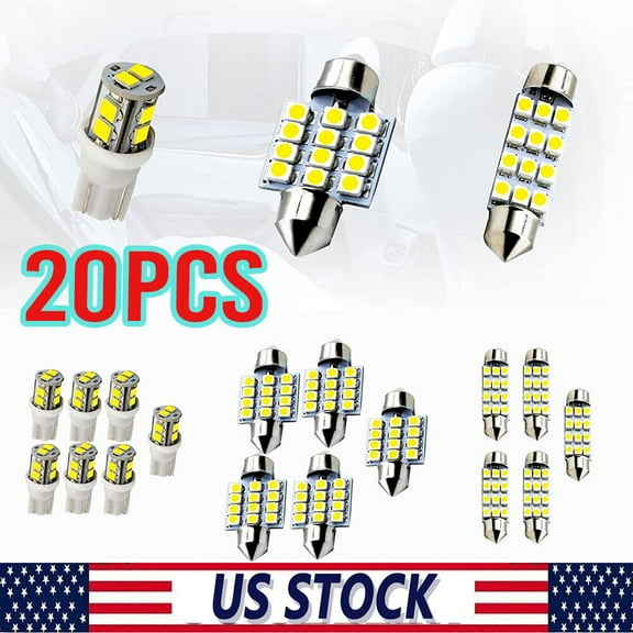 20pcs T10 LED Light Car Bulb Auto Lamp For Interior Dome Map Set Inside 6K White