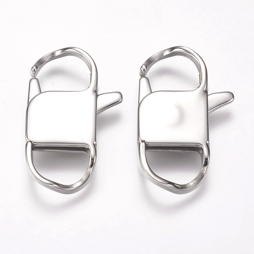 20pcs Tarnish Resistant 304 Stainless Steel Lobster Claw Clasps Stainless Steel color 32x19.5x5mm Hole: 8x11mm