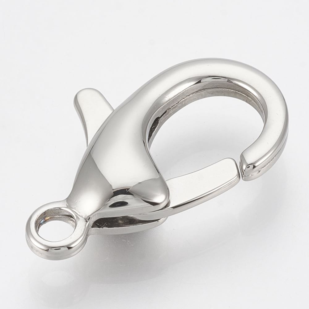 20pcs Tarnish Resistant 304 Stainless Steel Lobster Claw Clasps teardrop Stainless Steel color 25x16x6mm Hole: 3mm