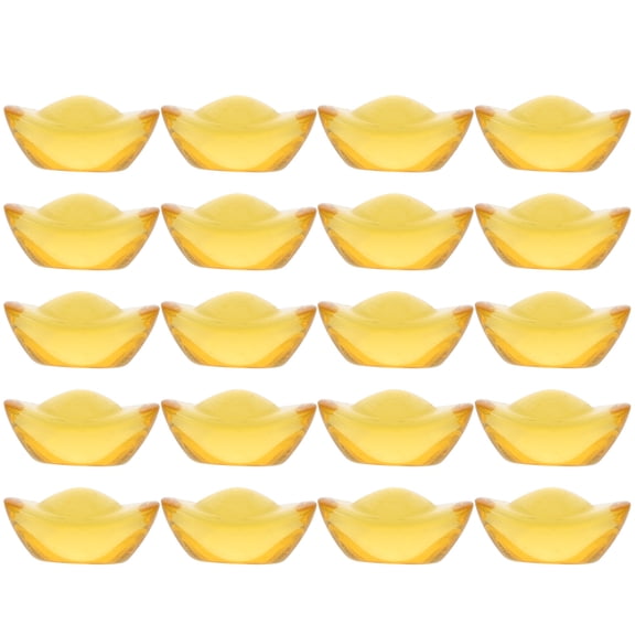 20pcs Tiny Chinese Golden Ingot Ornament Table Glass Ingot Decor Household Table Decor