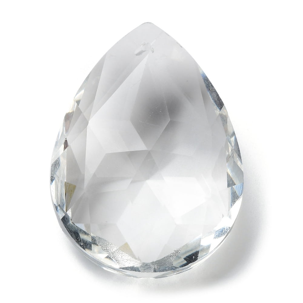 20pcs Transparent Glass Pendants Faceted Teardrop for Chandelier Hanging Pendants Clear 49x33x16.5mm Hole: 1.6mm