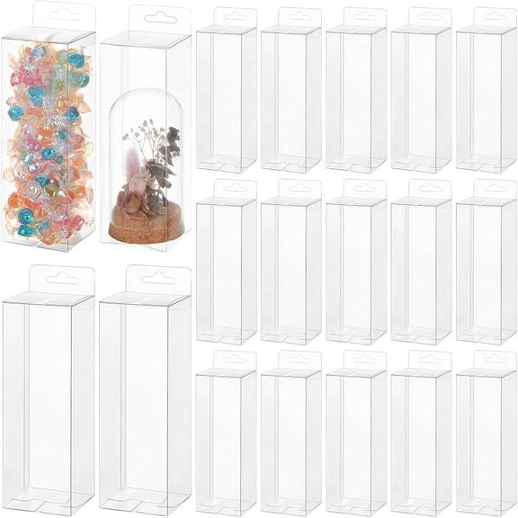 20pcs Transparent Plastic PVC box Gift Packaging Waterproof Folding box Rectangle 6x6x18cm