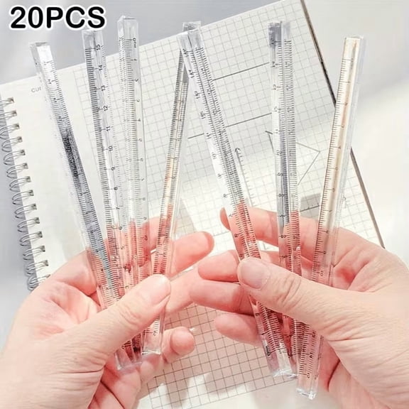 20pcs Transparent Triangle Ruler Set - Clear Plastic Drafting Triangles for Students, Architects & Engineers - Metric Scale Measuring Tools, Portable & Durable