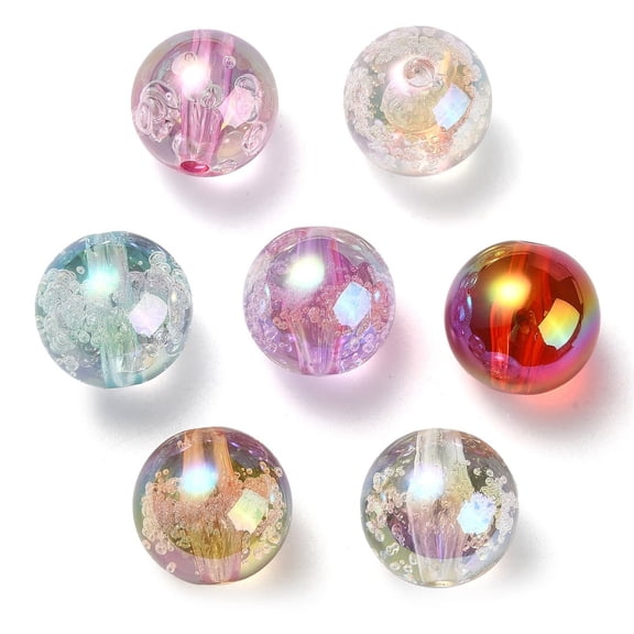 20pcs UV Plating Transparent Rainbow Iridescent Acrylic Beads Beads Round Mixed color 15~15.5x15.5~16mm Hole: 2.6~2.7mm