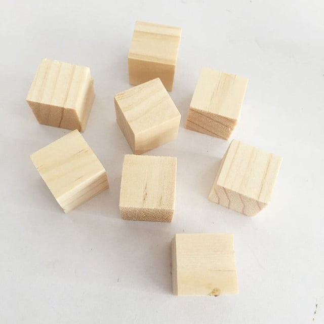 Square Blocks 20pcs Unfinished Blank Solid Wooden Cubes Square Blocks DIY Woodwork ...