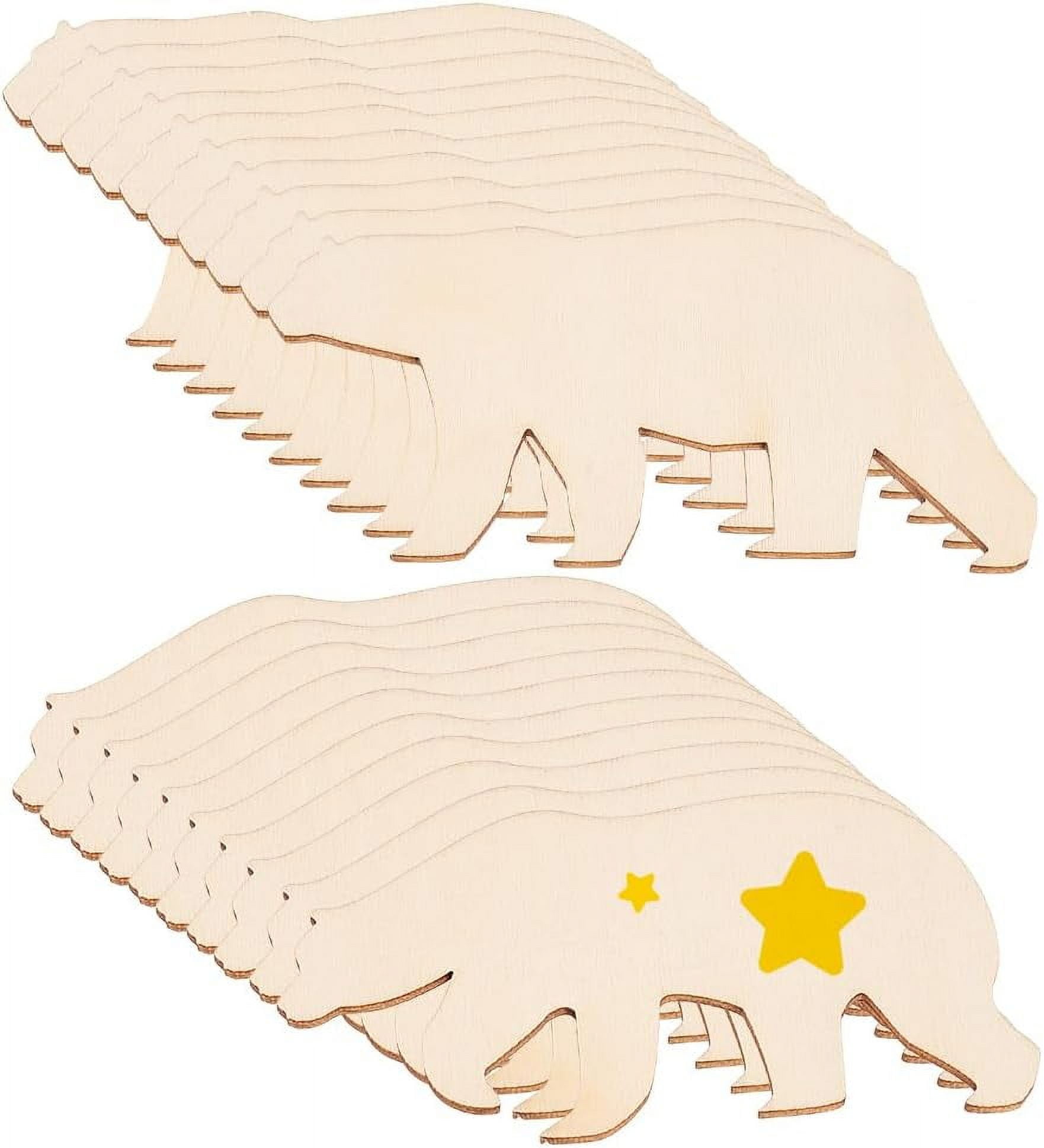 50 Unfinished Wood Star Cutouts – Natural Wood Slices For DIY Crafts, Painting, Plant Labels, Party Decor, With Pre-Drilled Holes