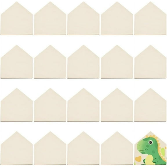 20pcs Unfinished Wood Home Plate Cutouts 3.9x3.5 Inch Wooden DIY Cutouts 2.5mm Thick Unfinished Blank Wood Slices Undyed Pentagon Piece for DIY Project Painting Drawing Home Party Decoration