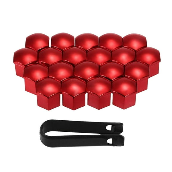 20pcs Universal 21mm Wheel Nut Covers Lug Nut Caps Screw Protector , Red