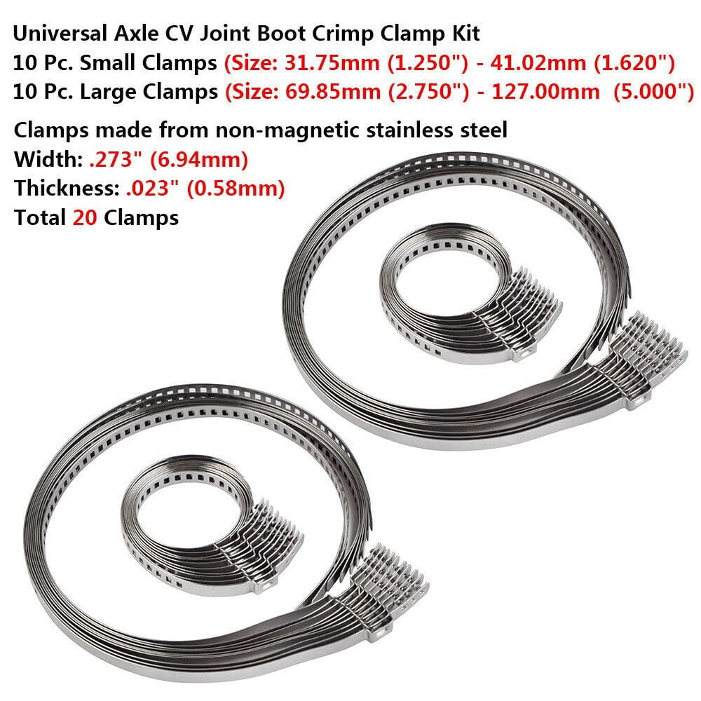 Stainless Steel Clamps 24PC CV Boot Clamp Kit - Stainless Steel Drive ...