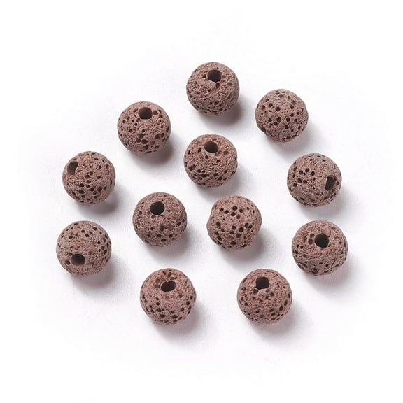 20pcs Unwaxed Natural Lava Rock Beads for Perfume Essential Oil Beads Aromatherapy Beads Dyed Round Rosy Brown 8.5mm Hole: 1.5~2mm