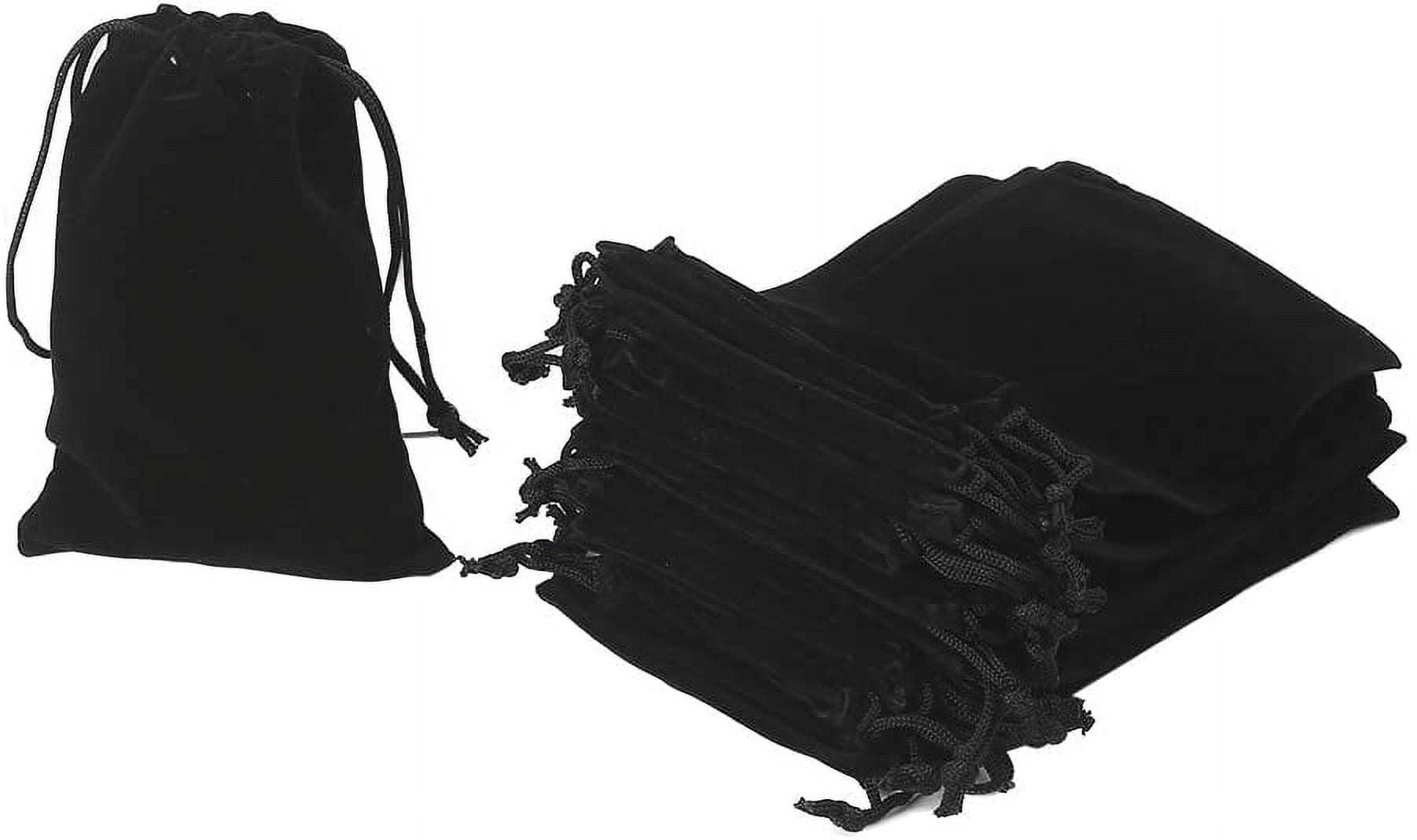 7x12 Inch Hand Sewn Black Hem and Black Drawstring Muslin Bags
