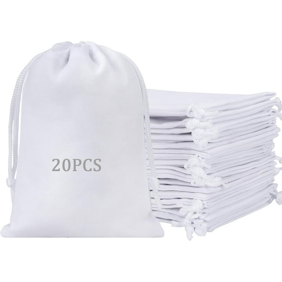 20pcs Velvet Bags with Drawstrings, 4x6inch Red Gift Bags Jewelry Pouches for Dice Wedding Party Favor Christmas Party
