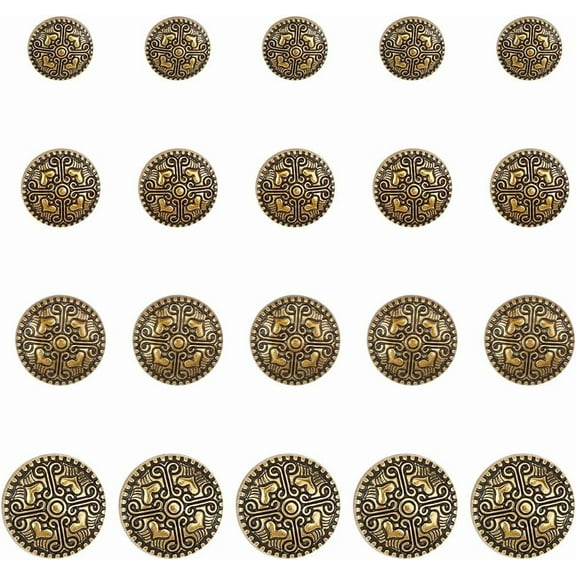 20pcs Vintage Metal Shank Buttons for Crafts 4 Size Sewing Button Flat Round Buttons for Clothing Buttons Set for Blazer DIY Sewing Crafts Clothes Suits Uniform Jacket (Antique Gold)