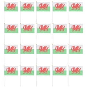20pcs Wales Hand Waving Flags Welsh National Country Flag Mini Polyester Office Desk & Little Table Flags 14x21cm