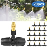 20pcs Water Brass Misting Nozzles Kit, TSV Auto 3 Way Mister Fog Nozzles Cooling System for Garden Patio