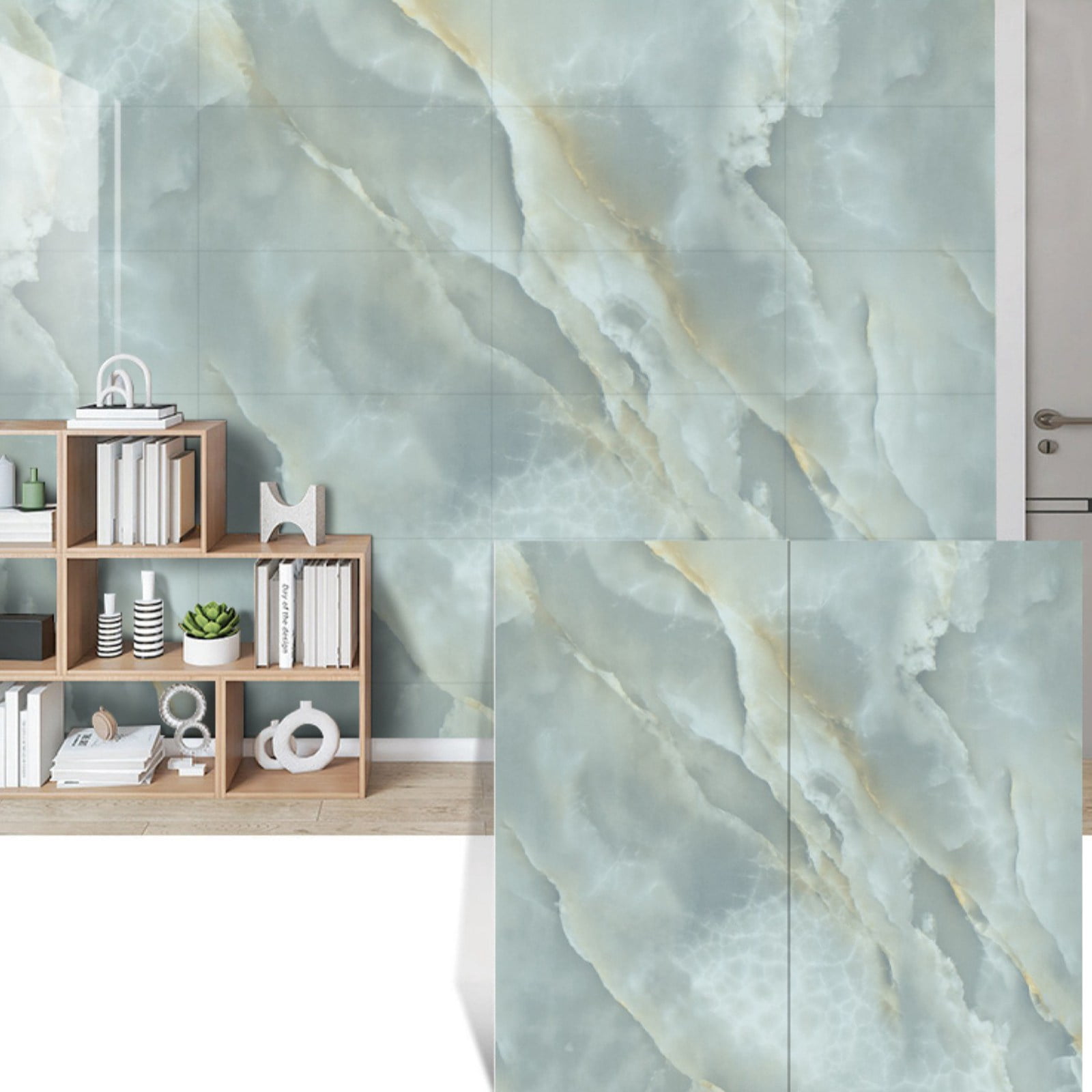 20pcs Waterproof Peel and Stick Marble Wall Tiles, 11.8"x11.8" Self-Adhesive PVC Panels for Bathroom, Kitchen, Living Room, TV Walls