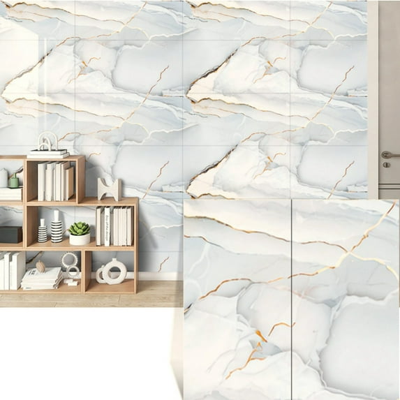 20pcs Waterproof Peel and Stick Marble Wall Tiles, 11.8"x11.8" Self-Adhesive PVC Panels for Bathroom, Kitchen, Living Room, TV Walls