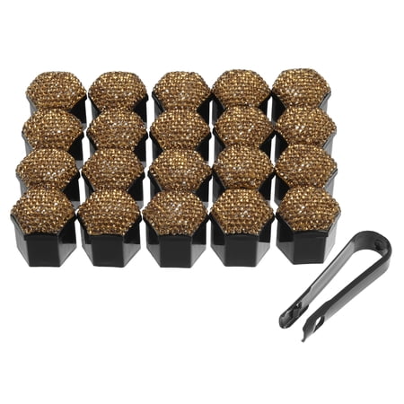 20pcs Wheel Lug Nut Cap Covers 17mm Bling Faux Crystal Wheel Bolt Cap Cover Universal Wheel Lug Nut Cap Covers Yellow