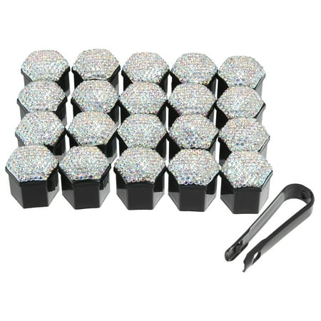 20pcs Wheel Lug Nut Cap Covers 21mm Bling Faux Crystal Wheel Bolt Cap Cover Universal Wheel Lug Nut Cap Cover Multicolor