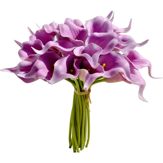 20pcs White Fake Flowers Artificial Calla Lily Silk Flowers 13.4" for Mother's Day Easter Home Kitchen & Wedding