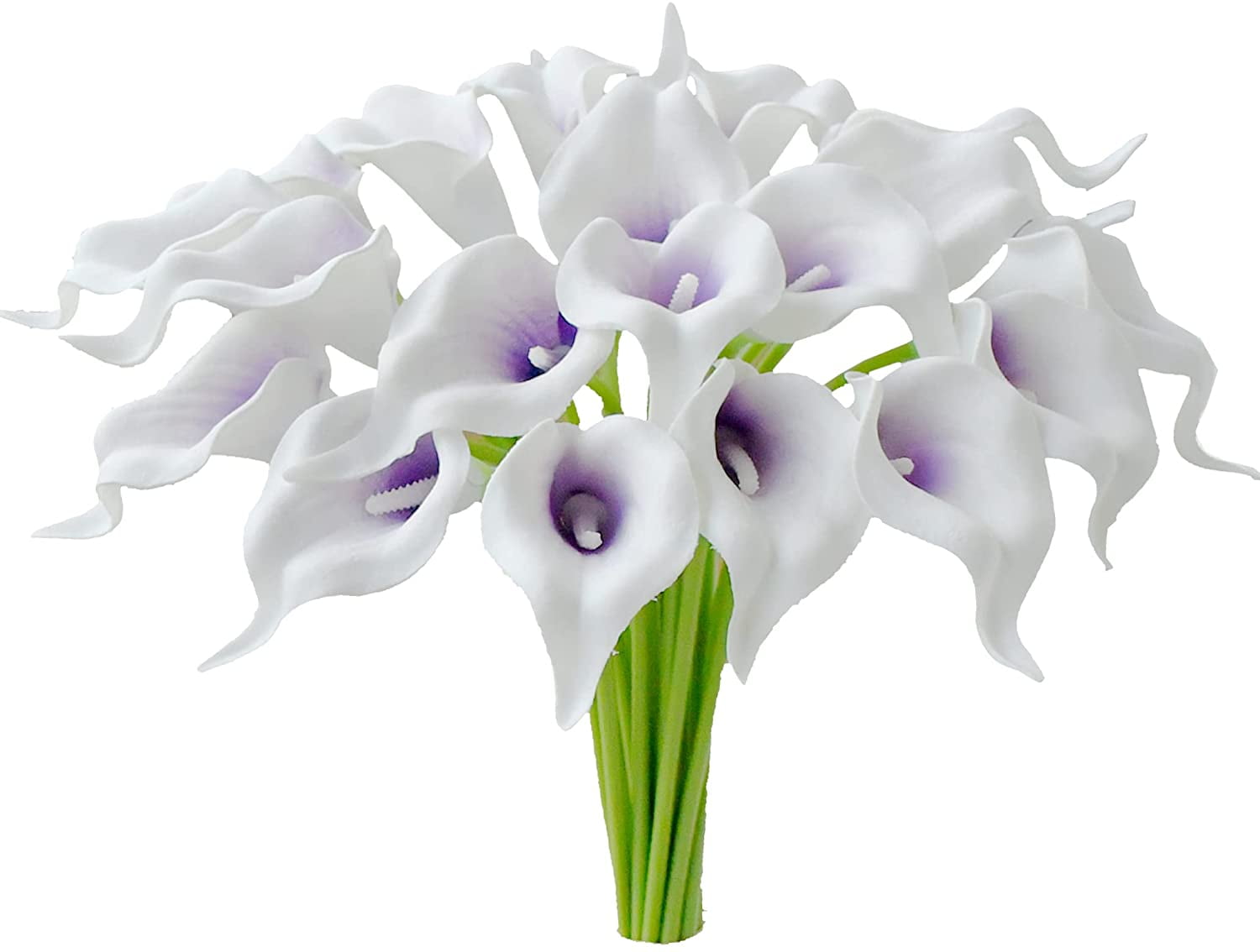 20pcs White Fake Flowers Artificial Calla Lily Silk Flowers 13.4" for Mother's Day Easter Home Kitchen & Wedding