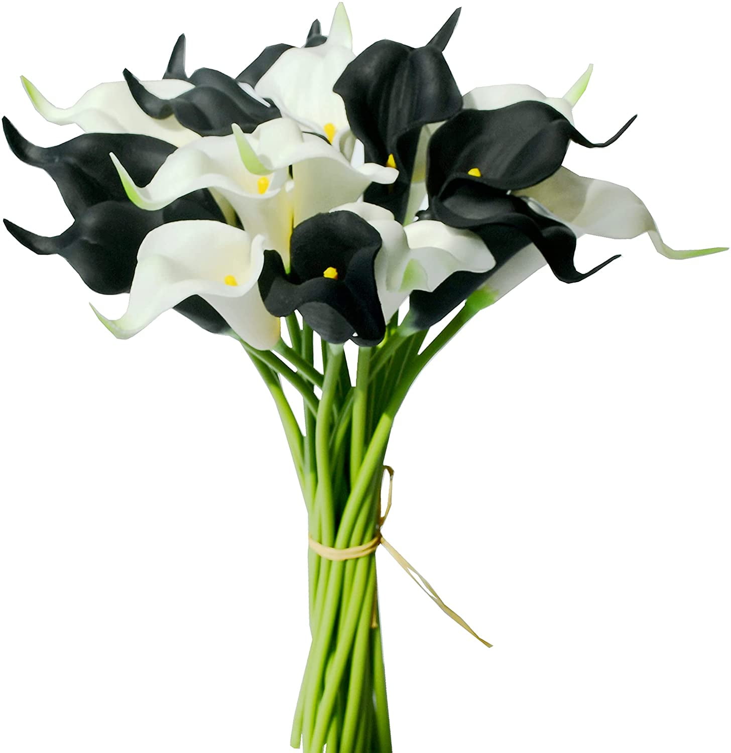 20pcs White Fake Flowers Artificial Calla Lily Silk Flowers 13.4" for Mother's Day Easter Home Kitchen & Wedding