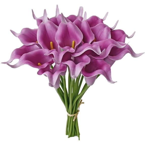 20pcs White Fake Flowers Artificial Calla Lily Silk Flowers 13.4" for Mother's Day Easter Home Kitchen & Wedding