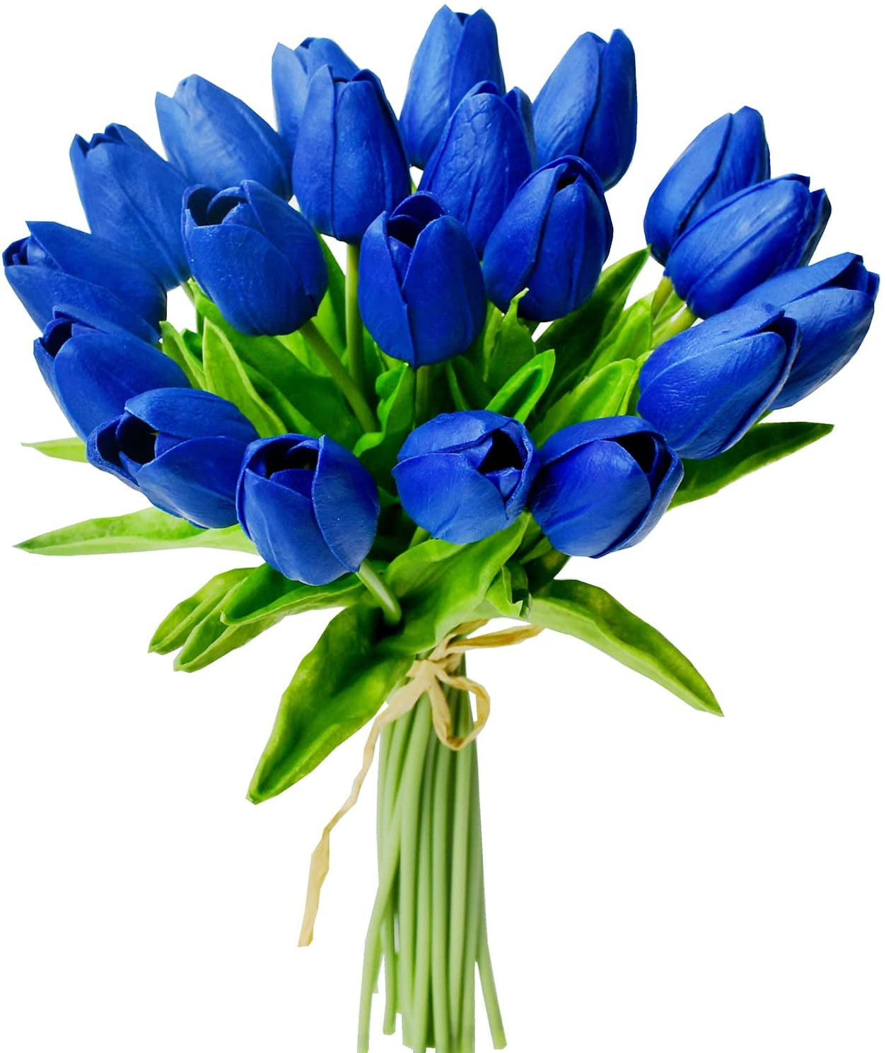 20pcs White Flowers Artificial Tulip Silk Fake Flowers 13.5" for Mother's Day Easter Valentine’s Day Gifts in Bulk Home Kitchen Wedding Decorations