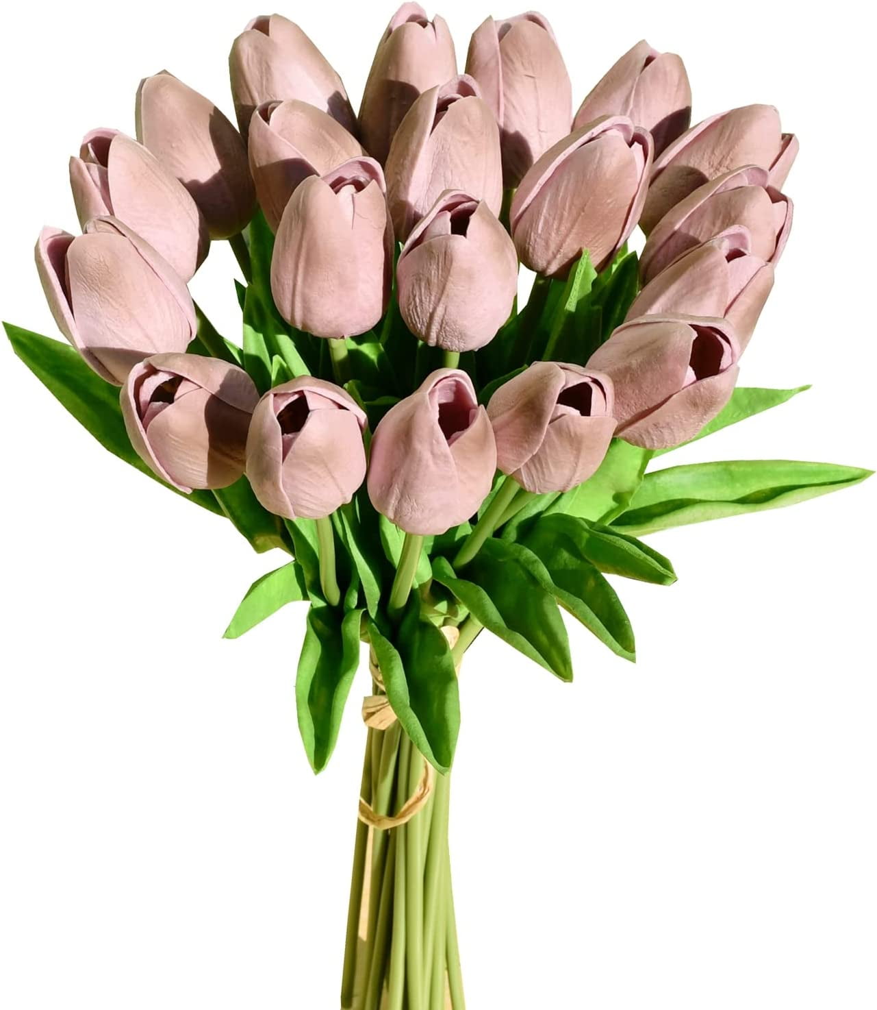 20pcs White Flowers Artificial Tulip Silk Fake Flowers 13.5" for Mother's Day Easter Valentine’s Day Gifts in Bulk Home Kitchen Wedding Decorations