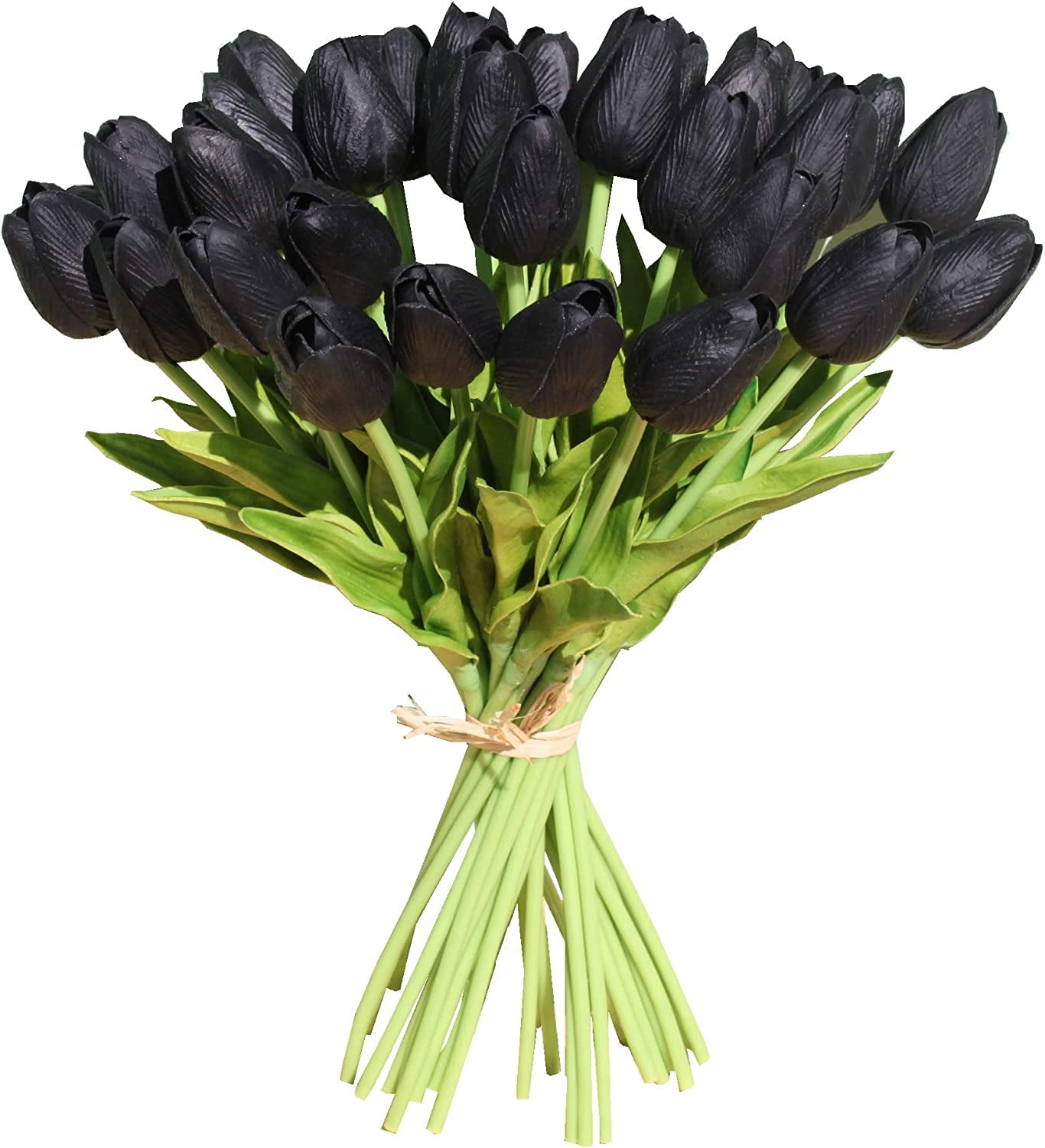 20pcs White Flowers Artificial Tulip Silk Fake Flowers 13.5" for Mother's Day Easter Valentine’s Day Gifts in Bulk Home Kitchen Wedding Decorations