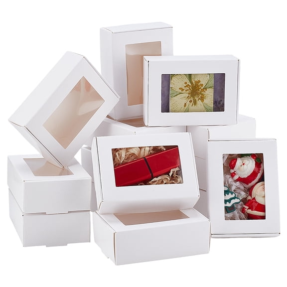 20pcs White Gift Box Small Candy Box Mini Paper Boxes with Window Sweet Boxes Cardboard Box Treat Box Kraft Boxes DIY